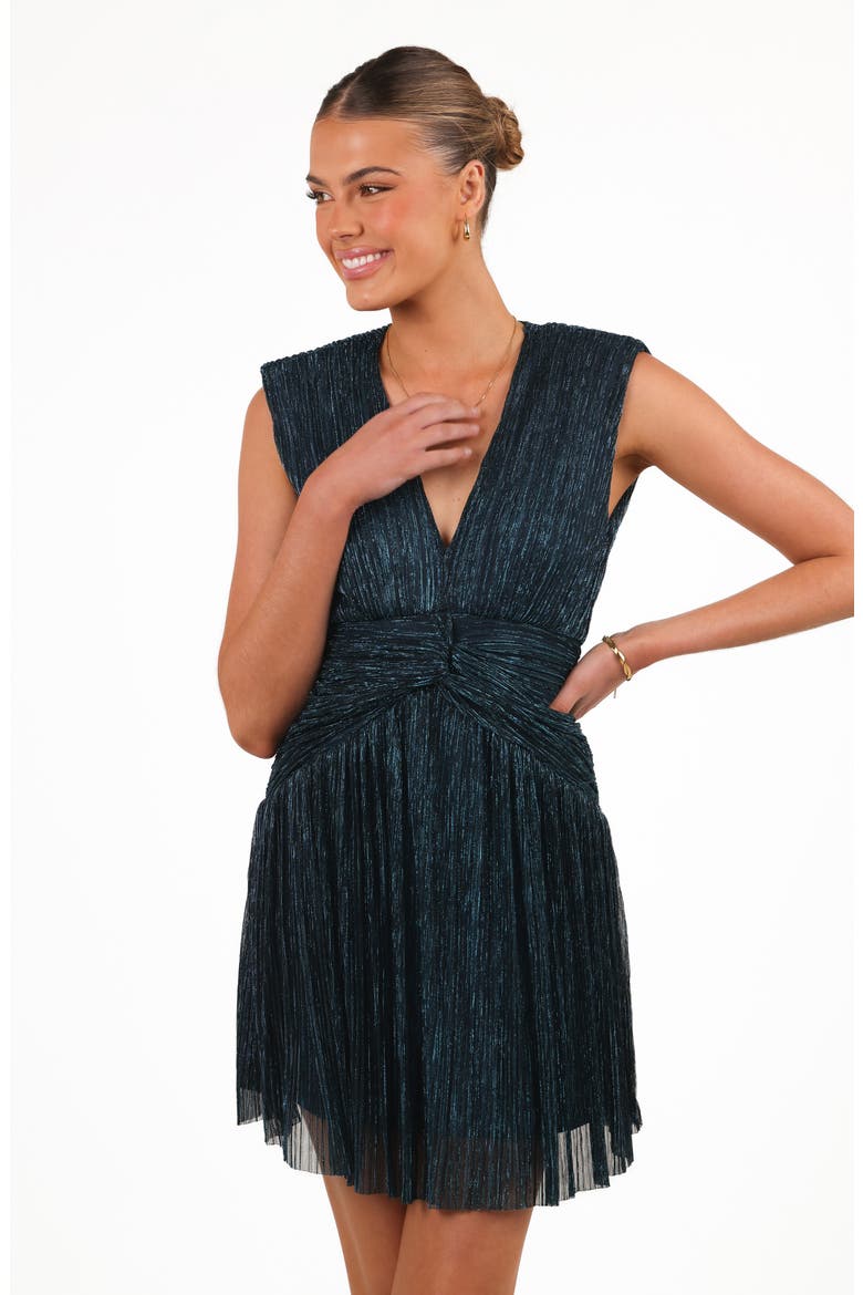 Cara Metallic Sleeveless Minidress, Alternate, color, NAVY