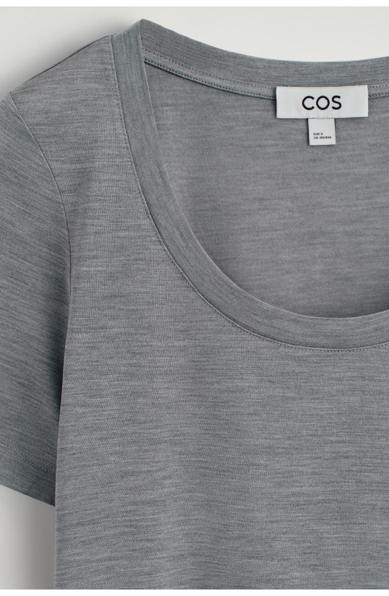 COS Slim Silk T-Shirt, Alternate, color, Gray Mélange
