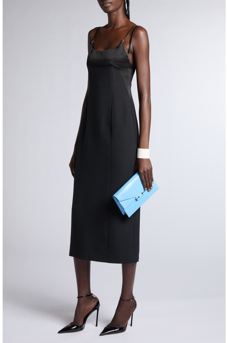 Silk & Wool Cady Cocktail Dress, Alternate, color, BLACK