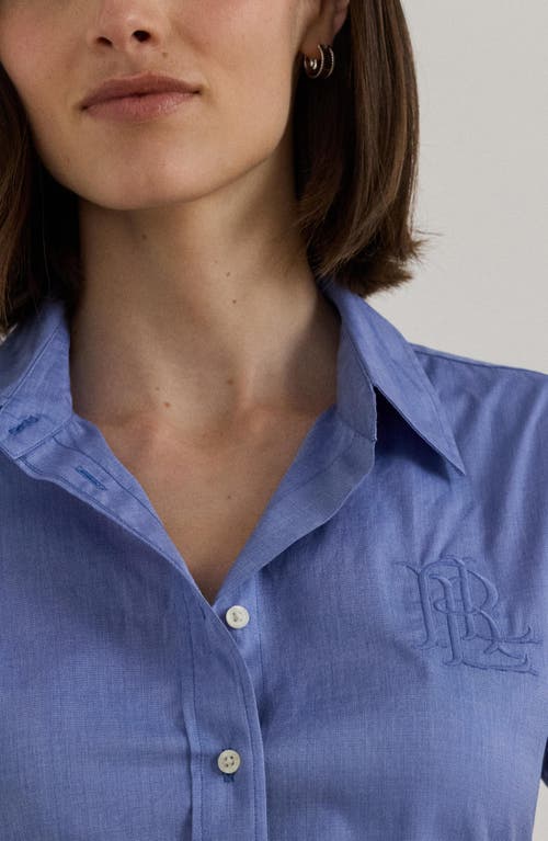 Ralph Lauren Women's End On End Kott Long Sleeve Relaxed Fit Shirt In Blue