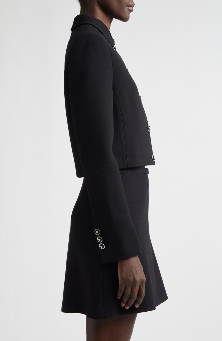 Versace Medusa '95 Double Face Virgin Wool Crepe Crop Jacket, Alternate, color, Black