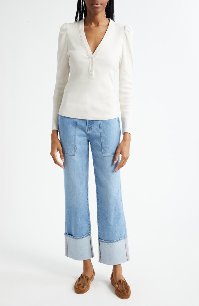 Veronica Beard Dekalb Long Sleeve Henley, Alternate, color, Ecru