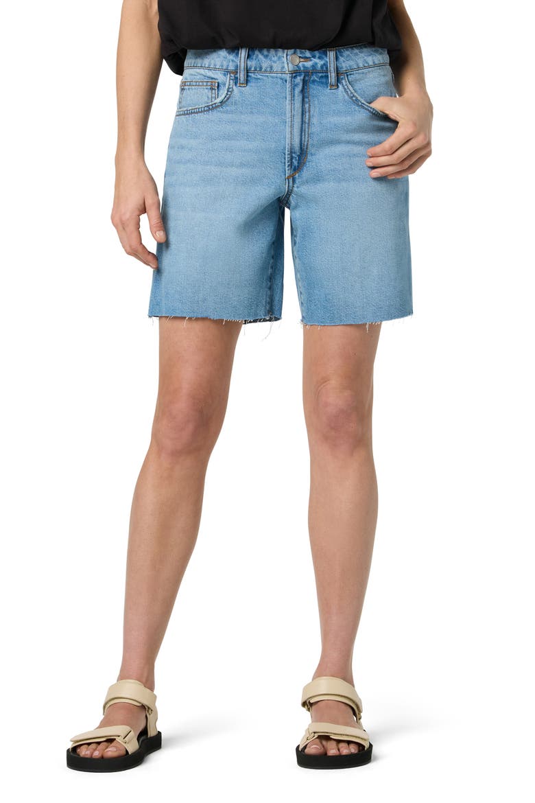 Easy Raw Hem Denim Bermuda Shorts, Main, color, RIGA