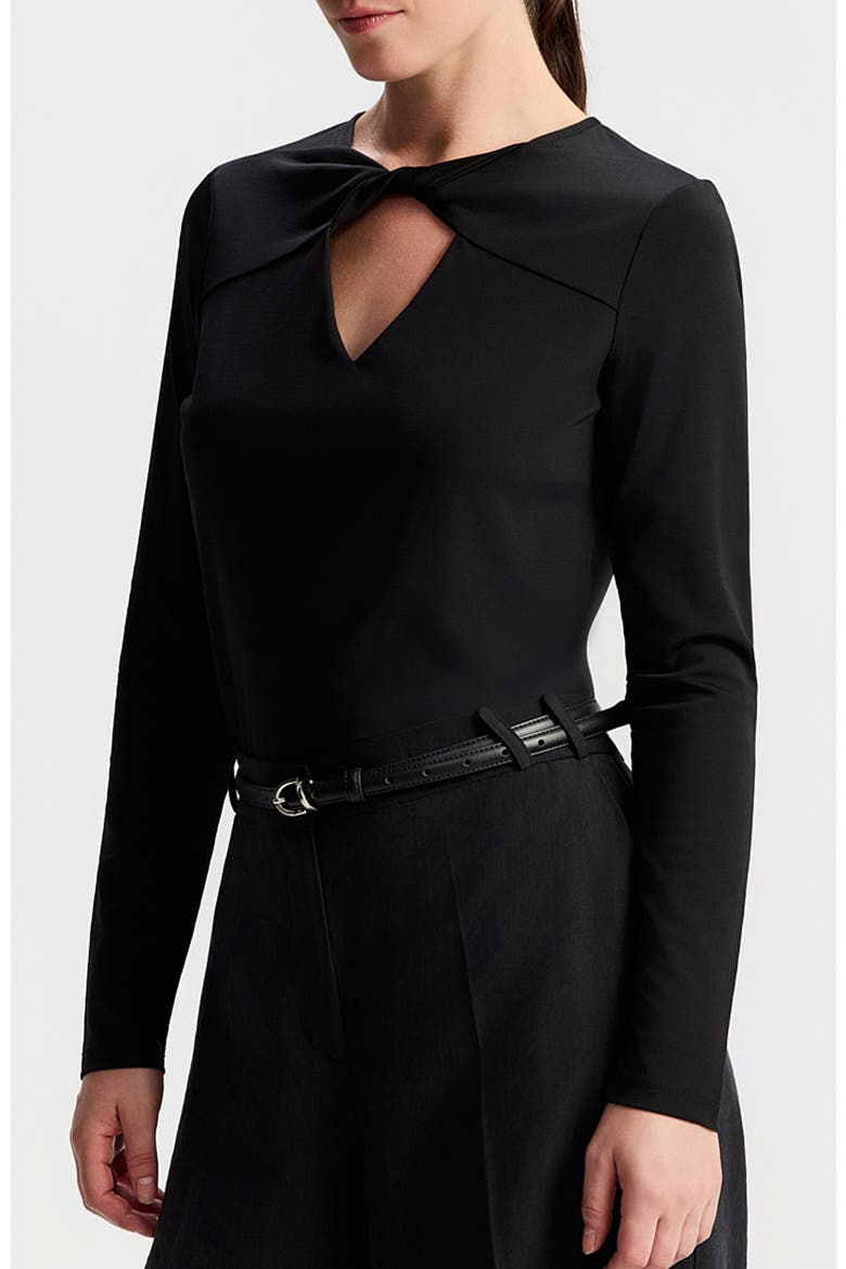 Bina Fitted Twist Neck Top, Alternate, color, Black