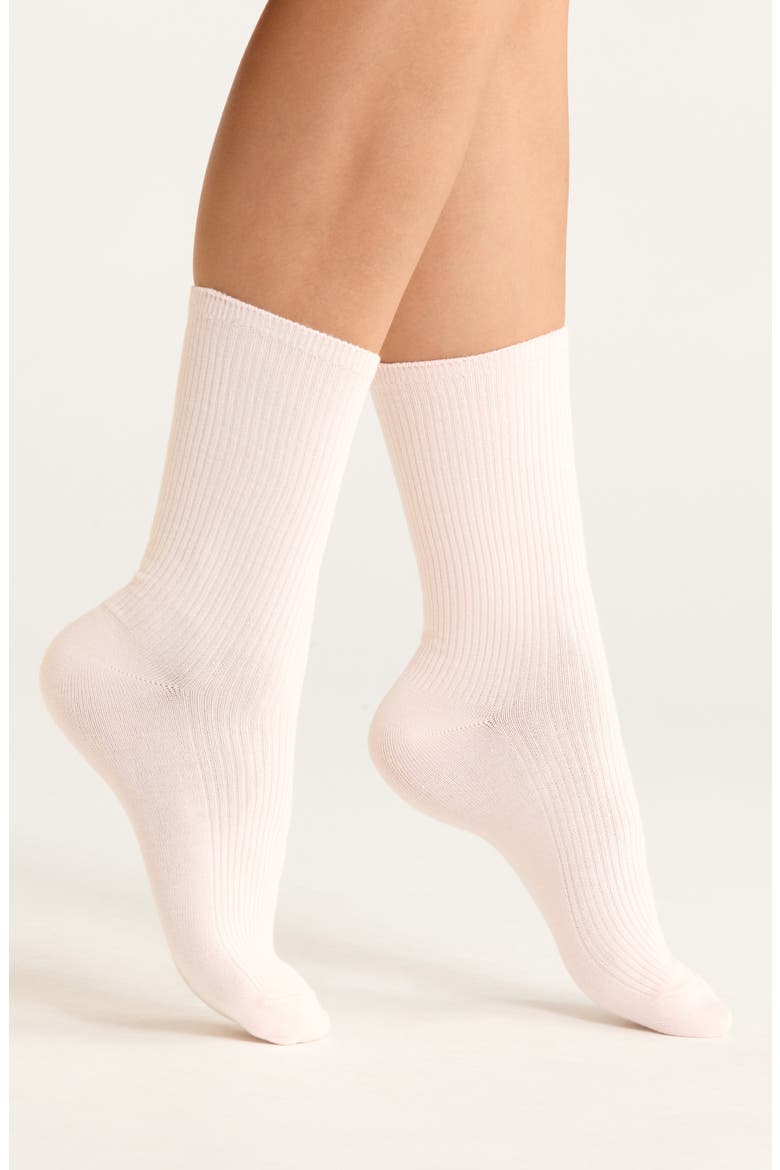 Rib Crew Socks, Main, color, PINK ROSEWATER