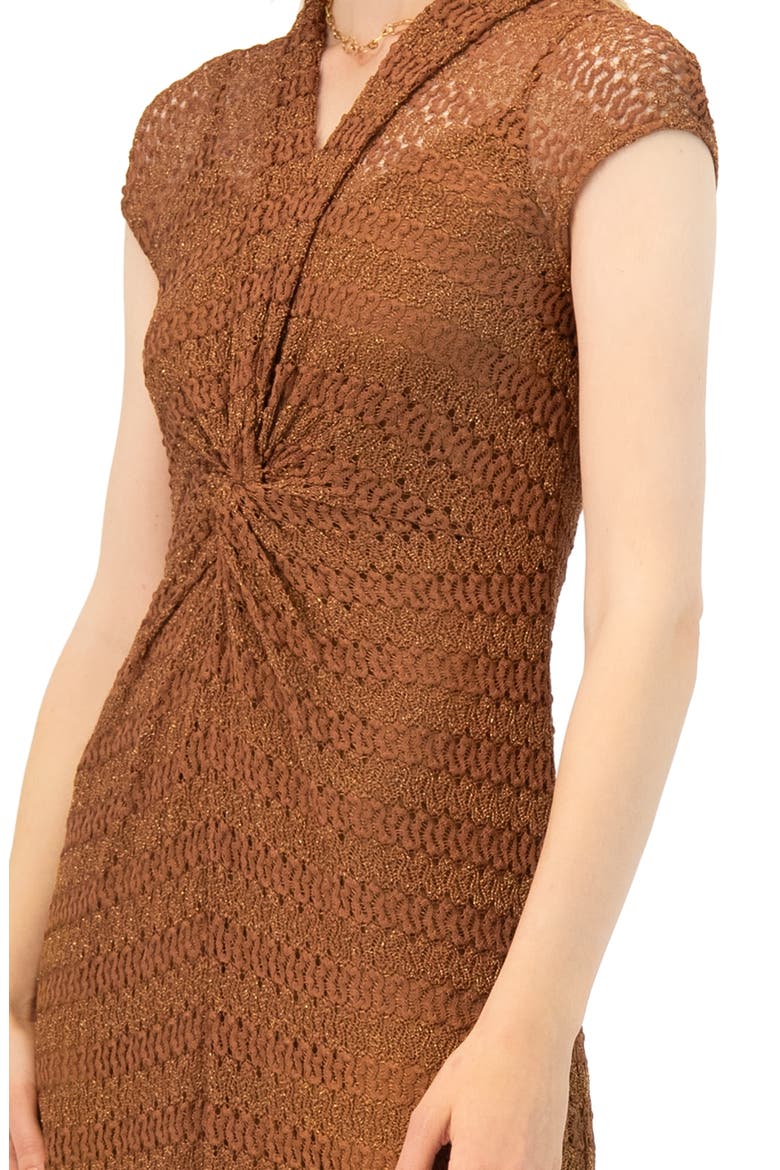 Long Knitted Off-Shoulder Dress, Alternate, color, Brown