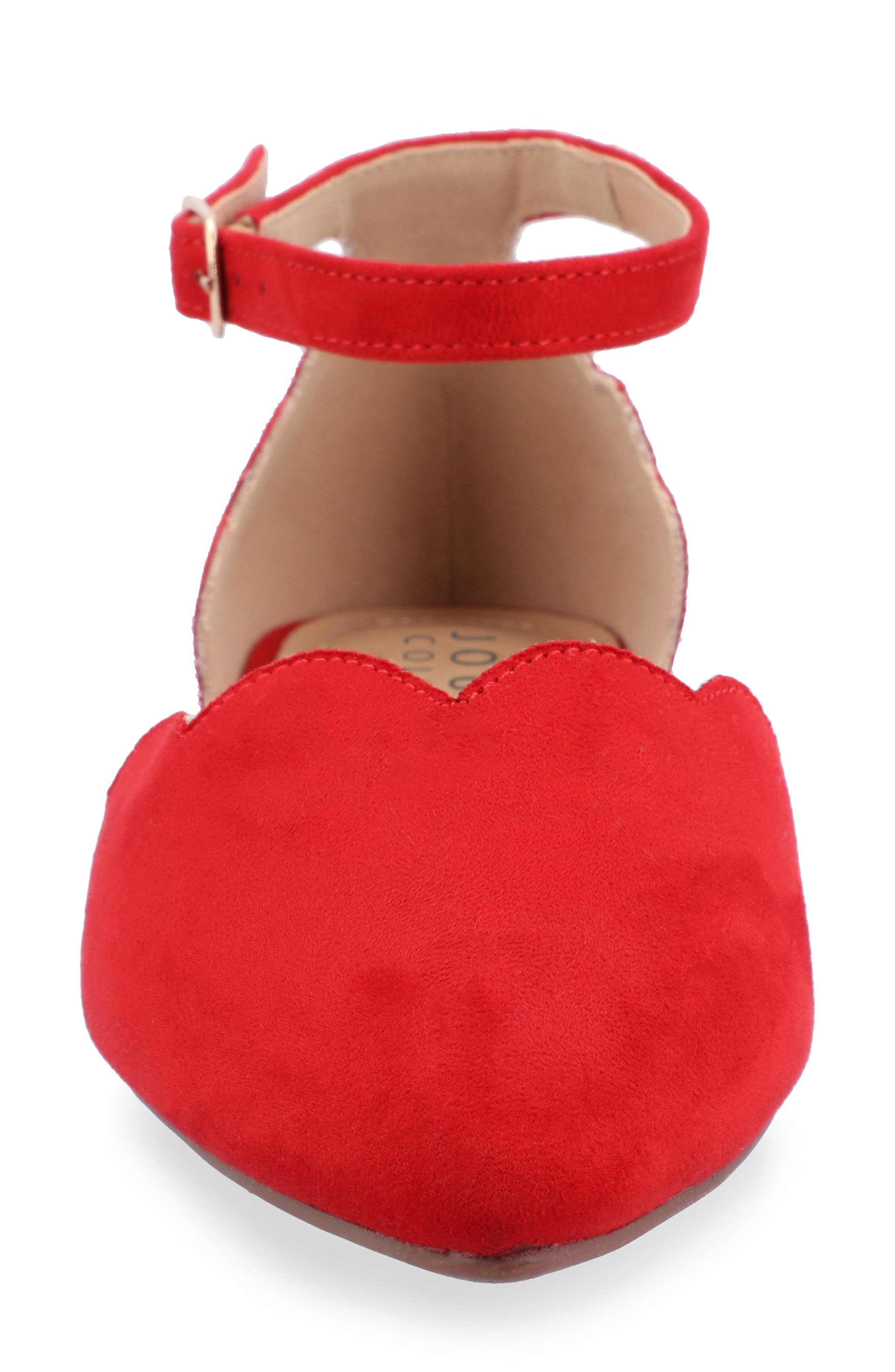 Journee Collection Lana Ankle Strap Flat - Wide Width, Alternate, color, Red