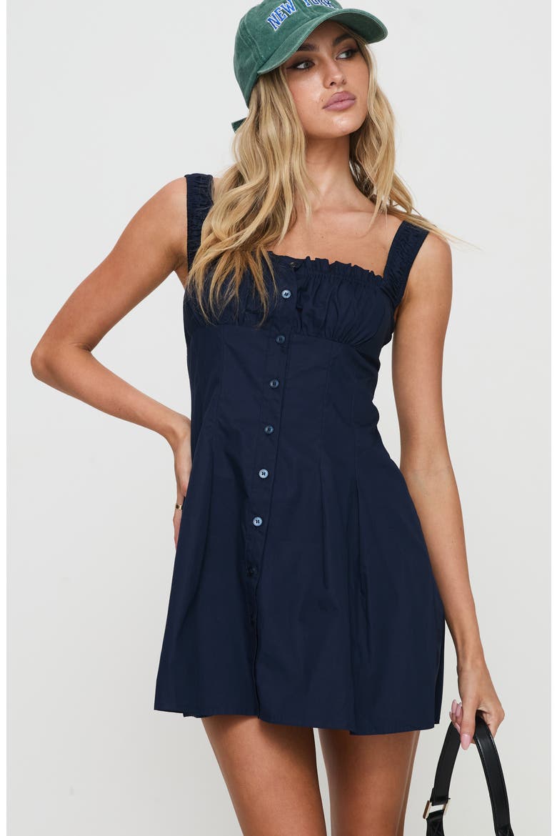 Wait for You Cotton Minidress, Alternate, color, NAVY