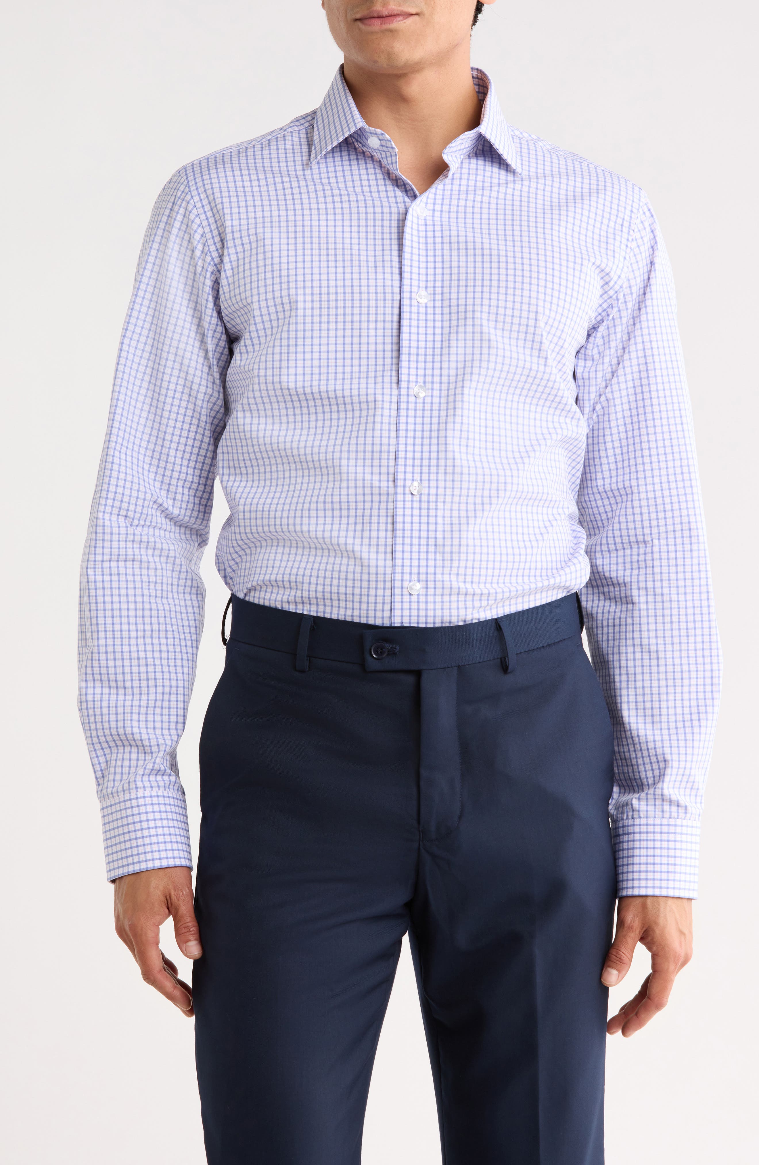 Trim Fit Box Check Dress Shirt