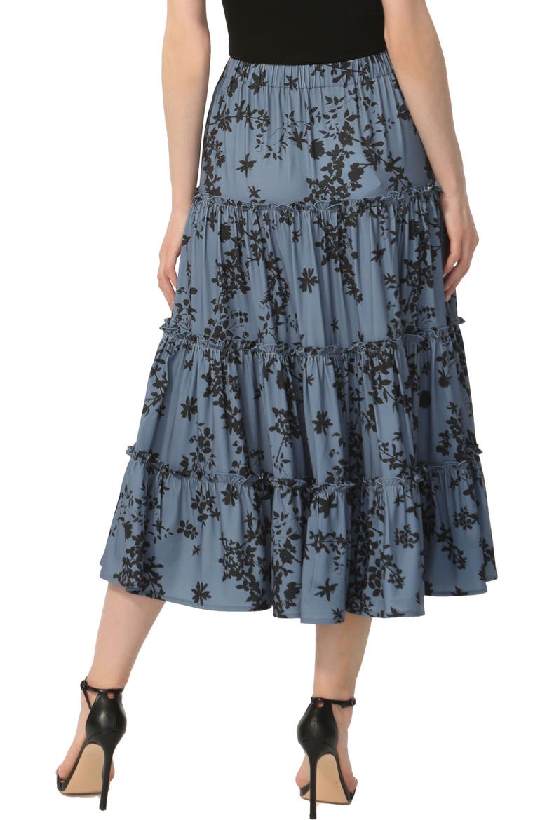 Women's Tiered Midi Skirt, Alternate, color, Navy