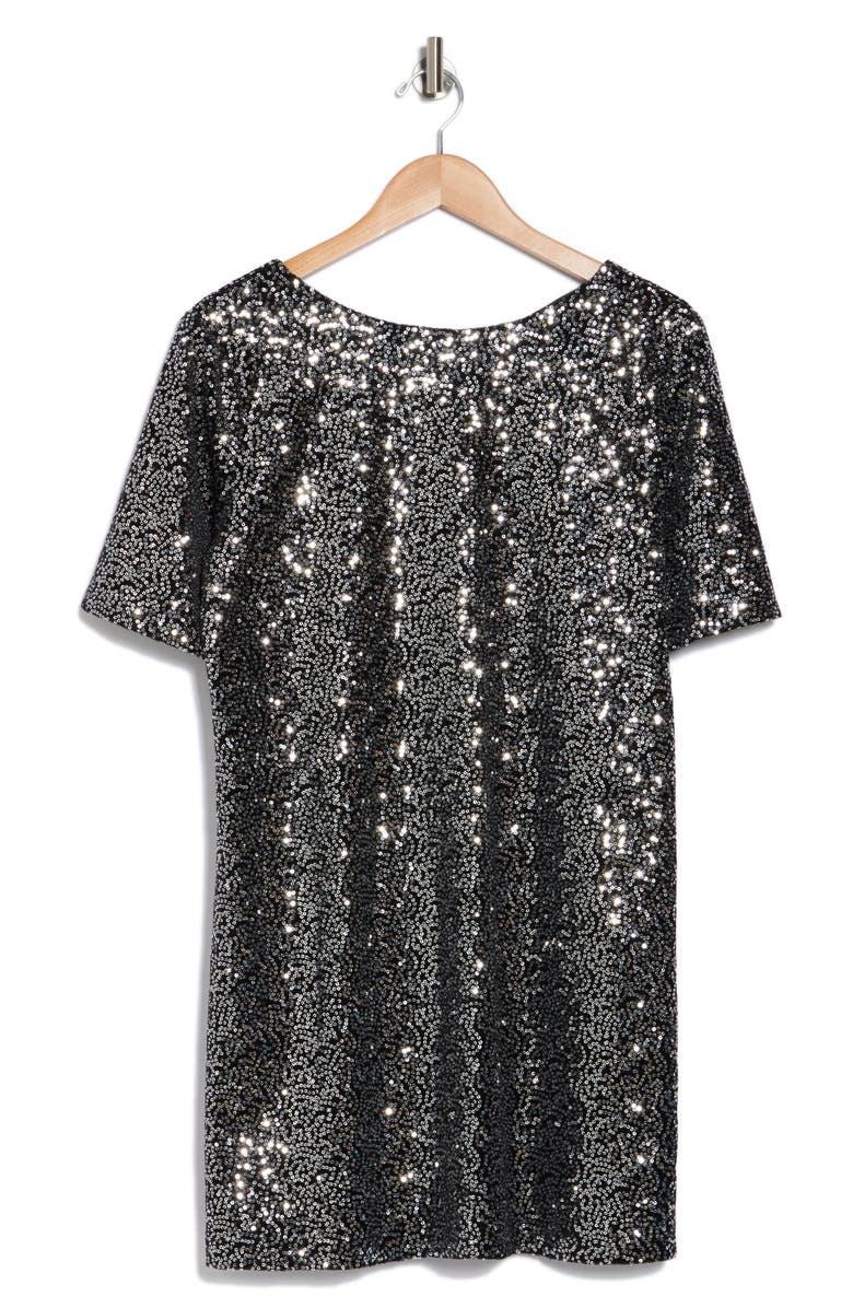 WISHLIST Elbow Length Sleeve Sequin A-Line Cocktail Dress, Alternate, color, 