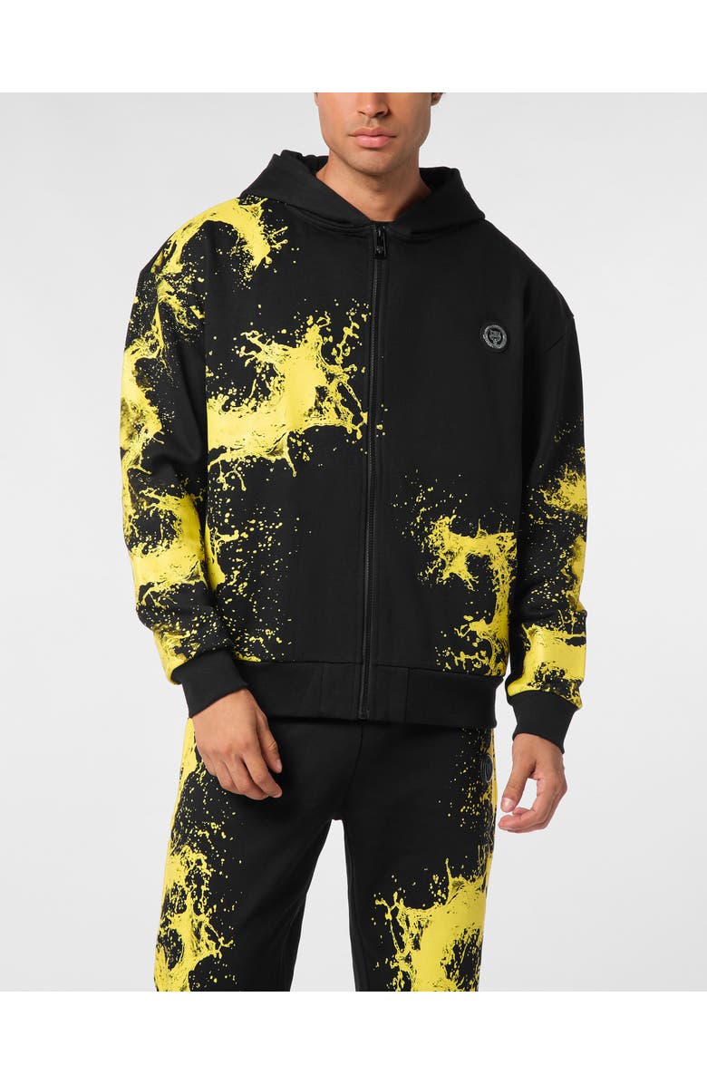 PLEIN SPORT Zip Hoodie Splash Men, Main, color, Black