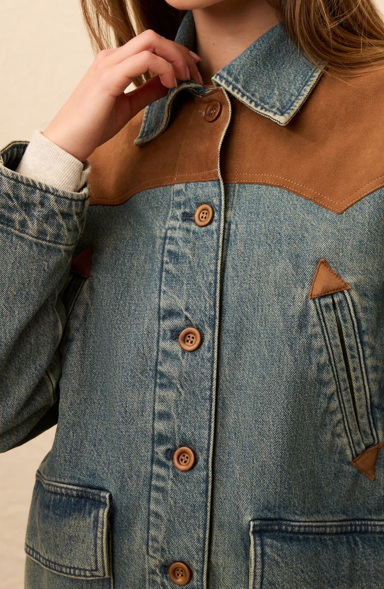 Faherty Denim & Suede Jacket, Alternate, color, Creekside Indigo Wash