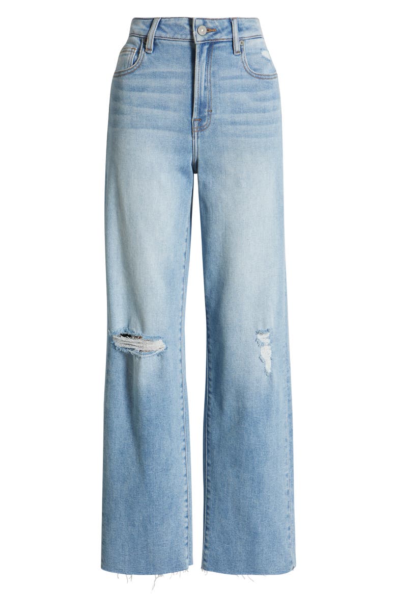HIDDEN JEANS Ripped High Waist Raw Hem Wide Leg Jeans, Alternate, color,