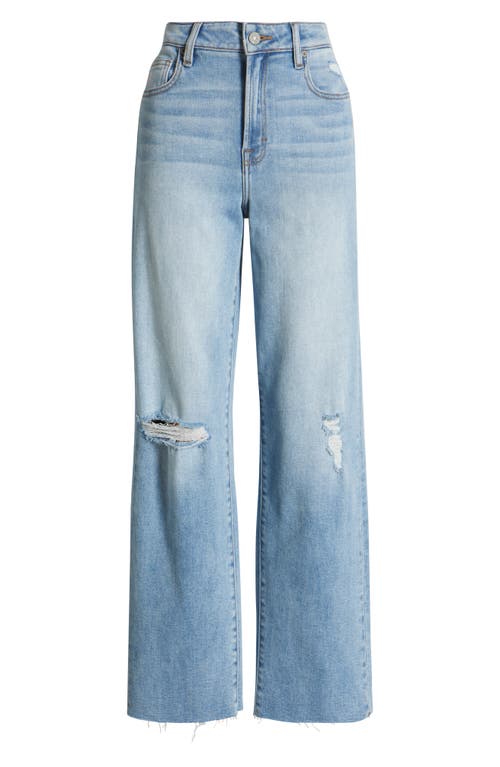 Shop Hidden Jeans Ripped High Waist Raw Hem Wide Leg Jeans In Medium Wash