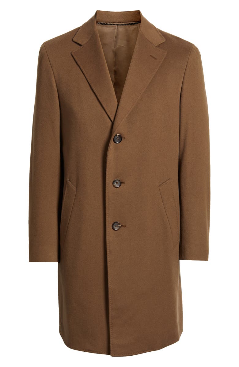 Canali Kei Trim Fit Wool & Cashmere Coat, Alternate, color, Brown