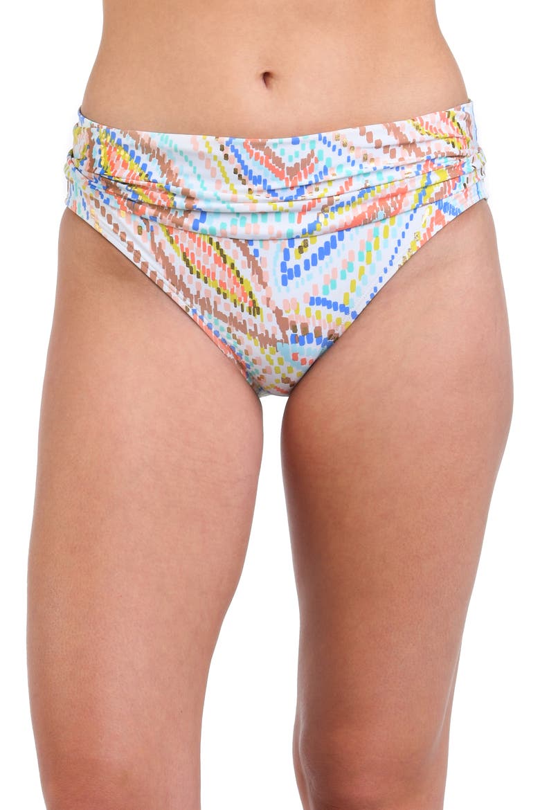 Sunbaked Jewels Shirred Bikini Bottoms, Alternate, color, WHITE