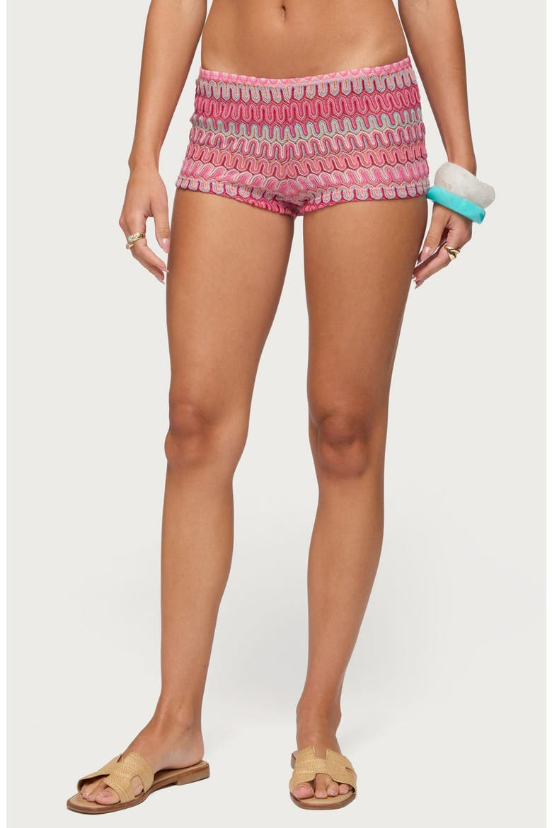 Megan Zigzag Stripe Low Rise Microshorts, Main, color, PINK