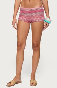 EDIKTED Megan Zigzag Stripe Low Rise Microshorts