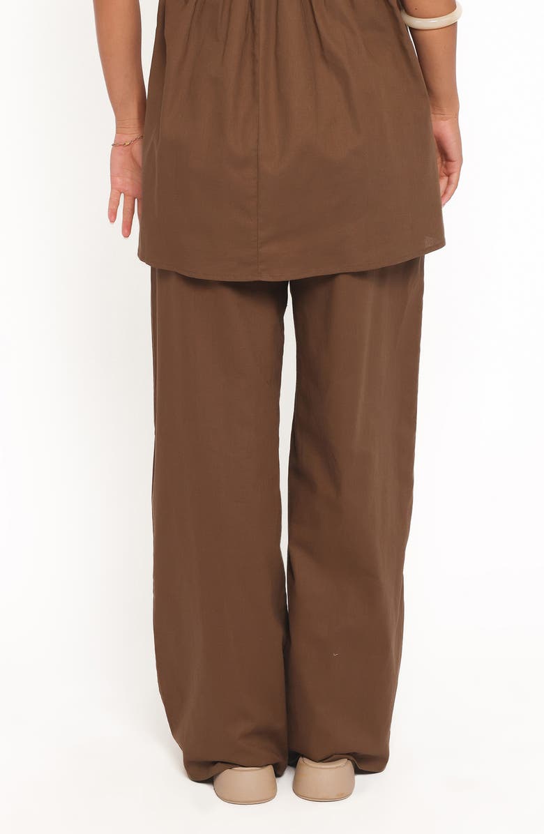 Petal & Pup Ember Wide Leg Cotton & Linen Drawstring Pants, Alternate, color, Brown