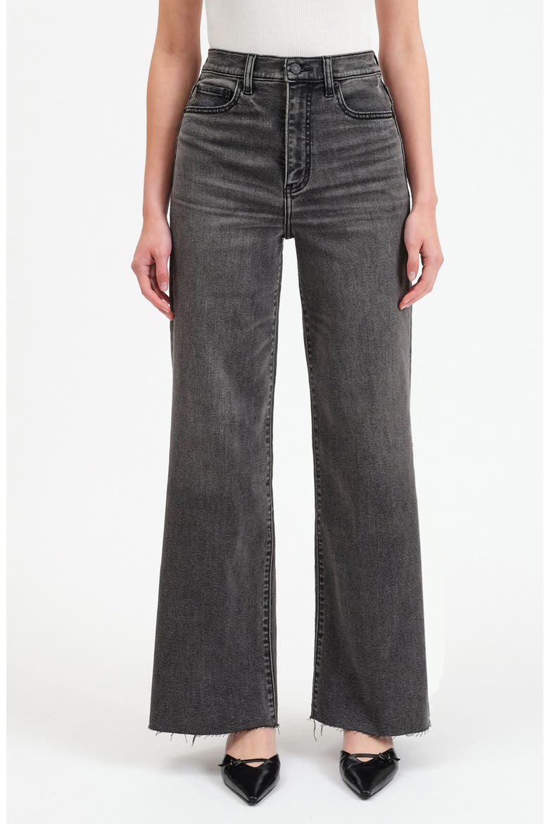 Far Out Raw Hem High Waist Wide Leg Jeans, Main, color, MILKY WAY