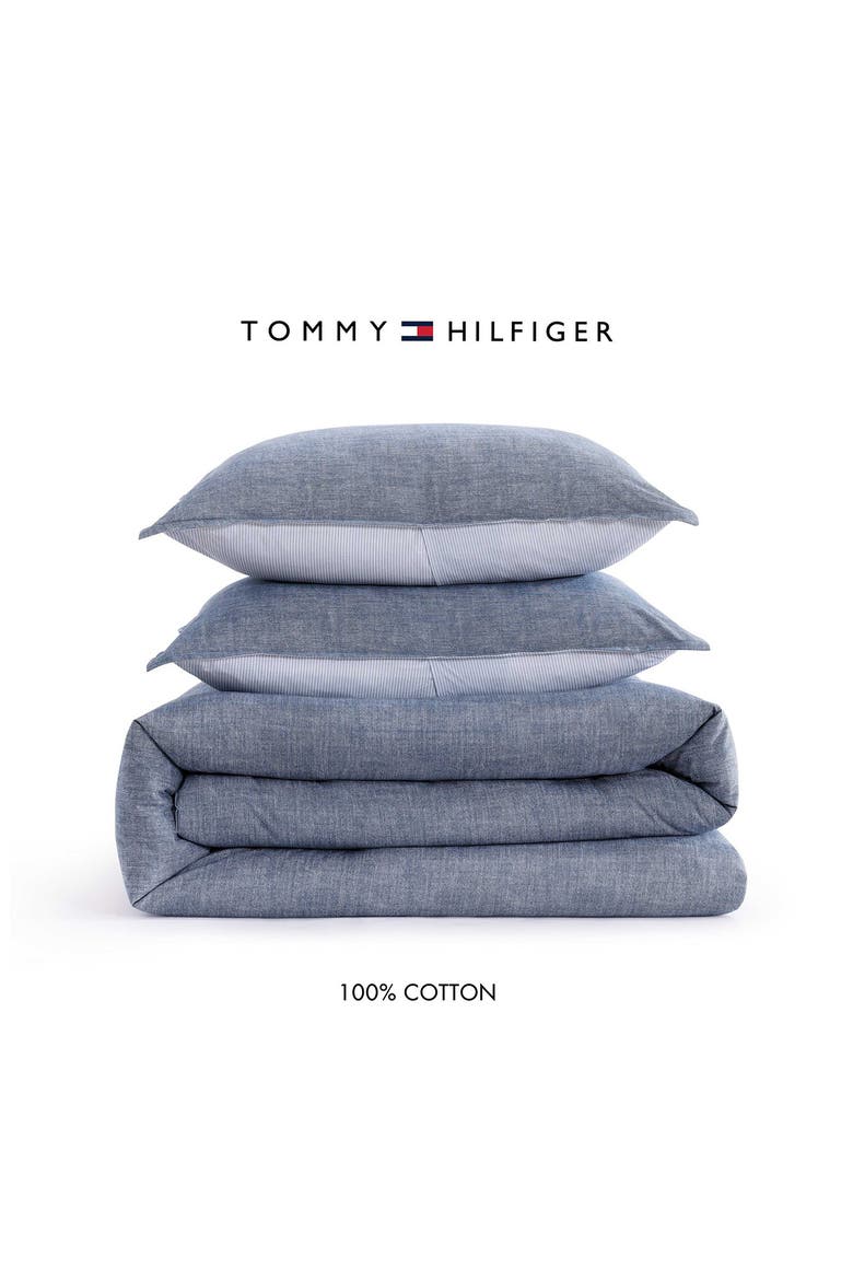 Classic Texture Cotton Percale Comforter & Shams Set, Alternate, color, DARK BLUE