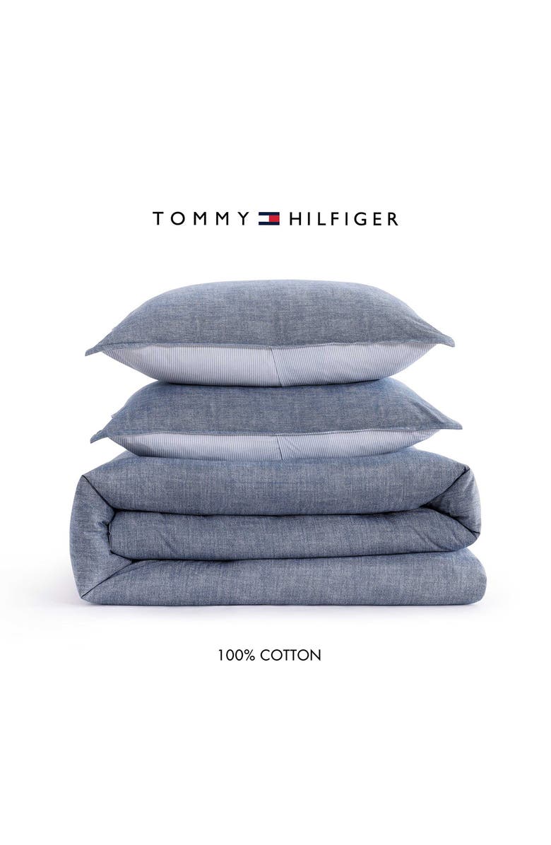 Tommy Hilfiger Classic Texture Cotton Percale Comforter & Shams Set, Alternate, color, Dark Blue