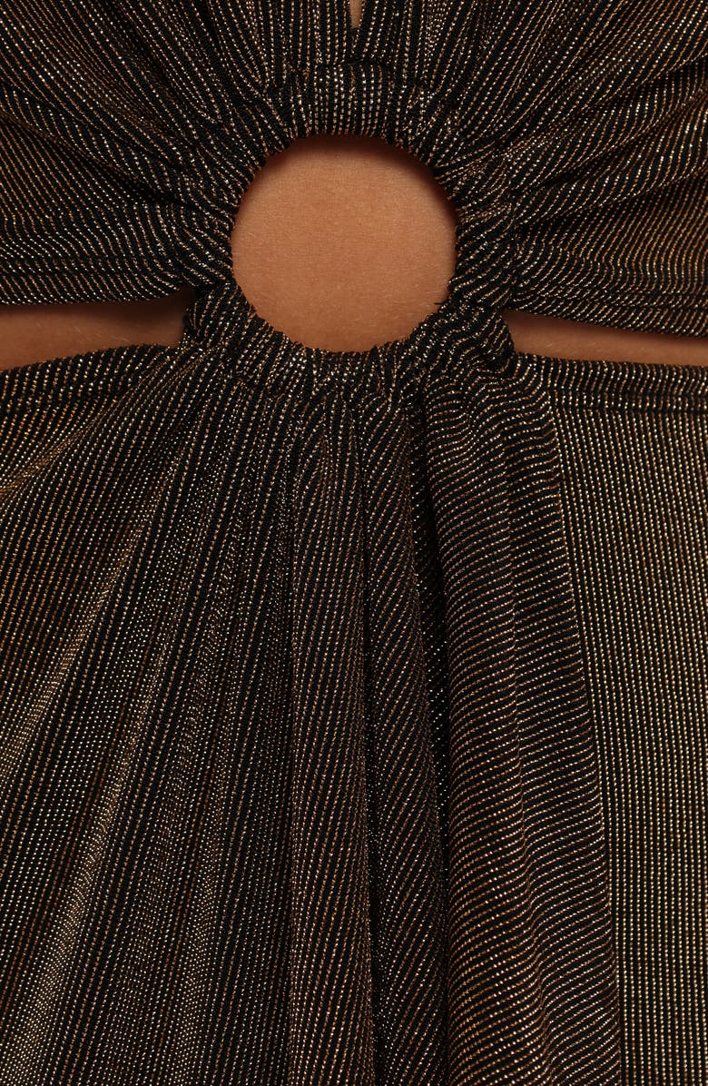 Petal & Pup Blanca Metallic Cutout Detail Dress, Alternate, color, Black/Rose Gold