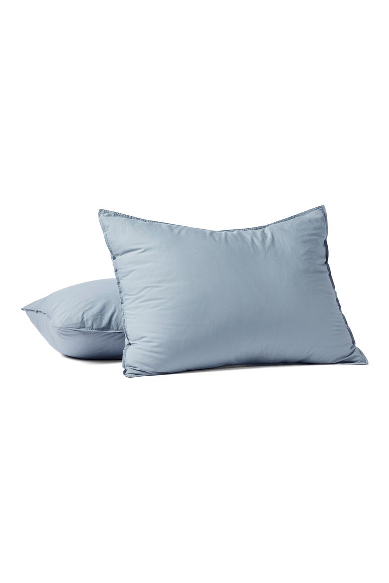 Crinkled Organic Cotton Percale Sham, Main, color, STEEL BLUE