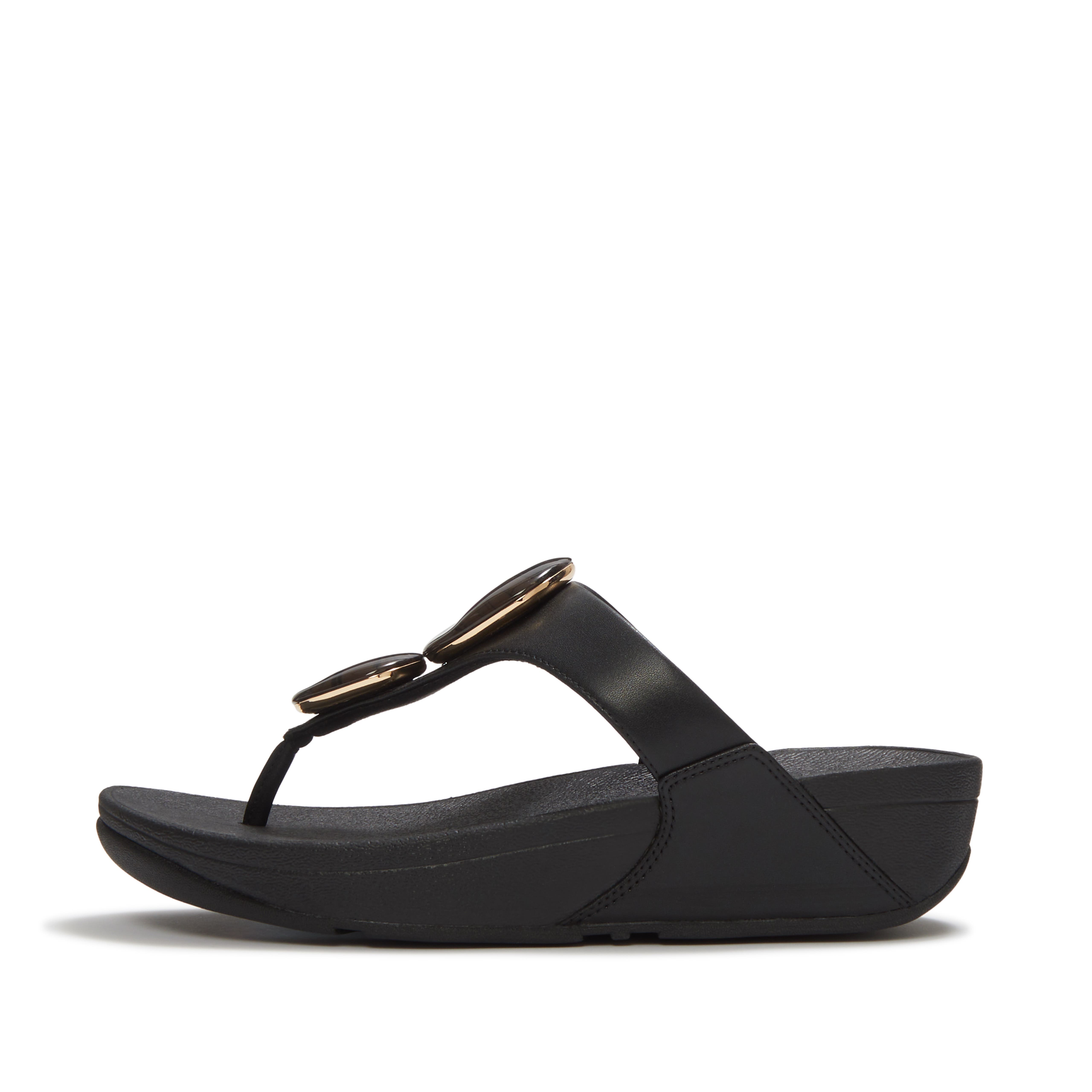 FitFlop Lulu Marbled Stone Toe Post Sandals, Alternate, color, Black