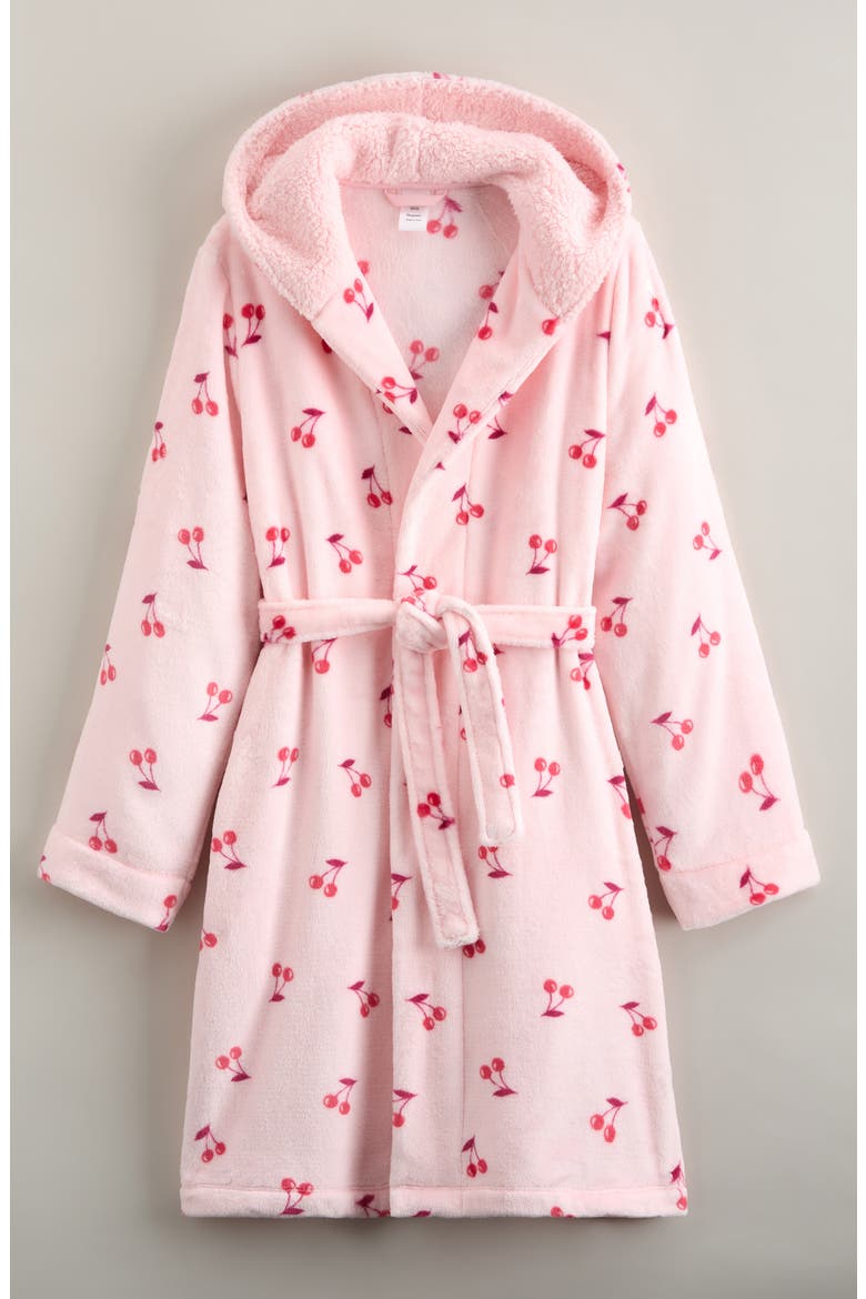 Kids' Hooded Robe, Main, color, PINK PURPLE CHERRIES