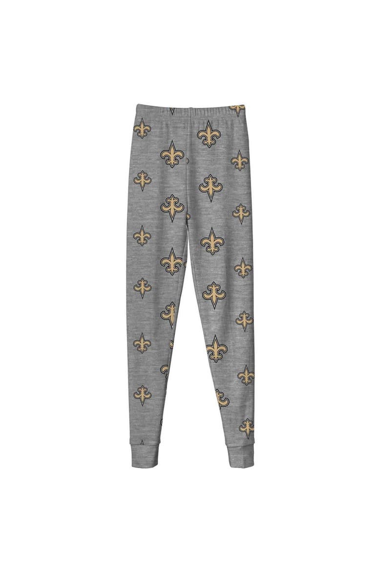 Youth New Orleans Saints Long Sleeve T-Shirt and Pants Sleep Set, Alternate, color, Heather Gray