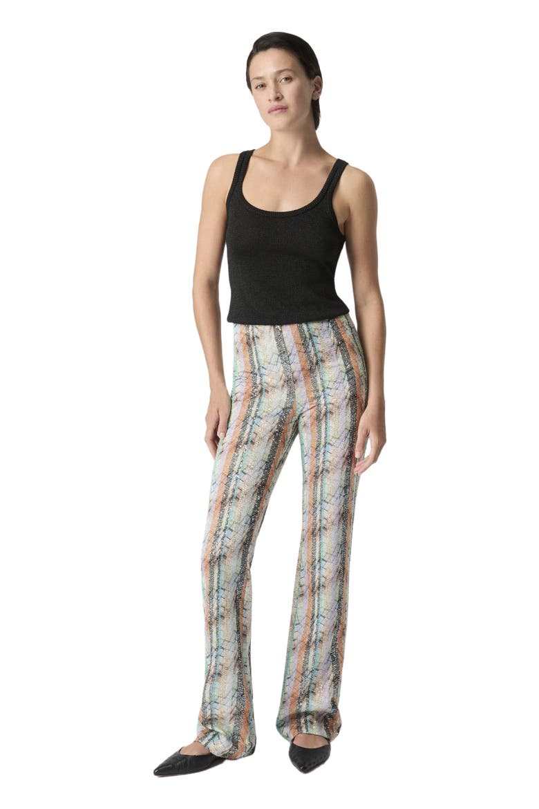 Flared Trousers In Viscose Lamé Blend With Multi-technique Knit, Main, color, Multicoloured