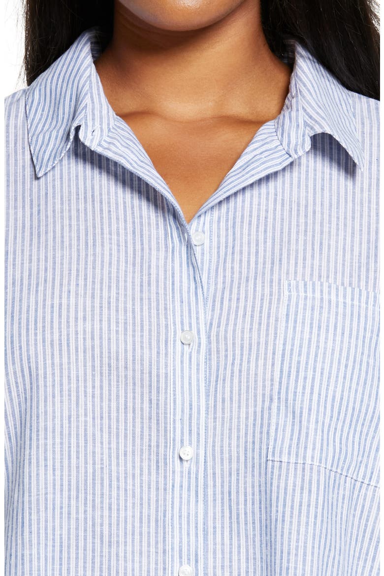 Stripe Linen Blend Shirt, Alternate, color, BLUE- WHITE CARPENTER STRIPE