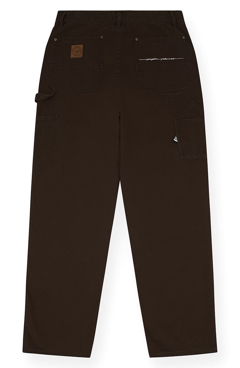 PAPER PLANES Script Logo Cotton Canvas Carpenter Pants, Alternate, color, Brown