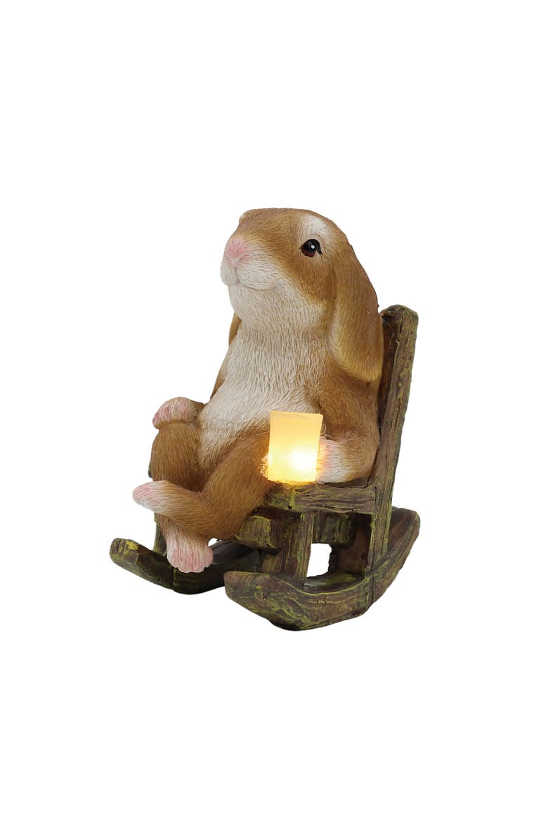 Resin Bunny in Chair with LED Multicolored for Spring Tabletop Lighting, Main, color, Multicolored