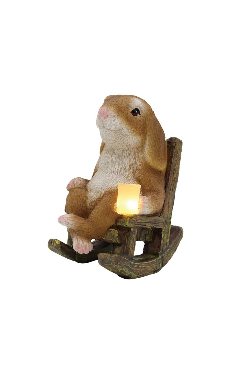 Transpac Resin Bunny in Chair with LED Multicolored for Spring Tabletop Lighting, Main, color, Multicolored