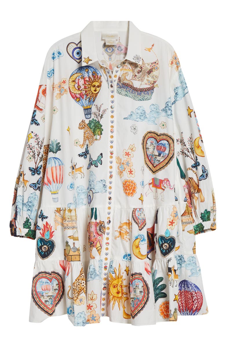 Camilla Print Long Sleeve Tiered Cotton Shirtdress, Main, color, Kapadokya Kitsch