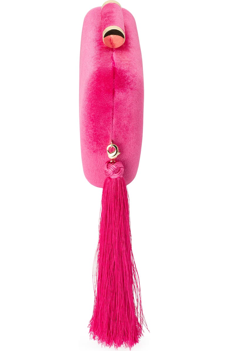 Olga Berg Matilda Velvet Clutch, Alternate, color, Fuchsia