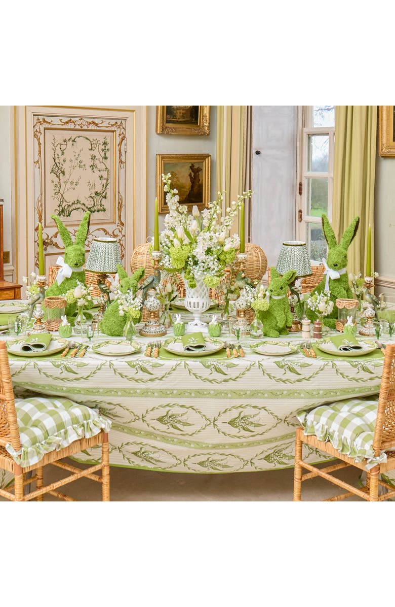 Mrs. Alice Lily of the Valley Garland Tablecloth, Alternate, color, Green