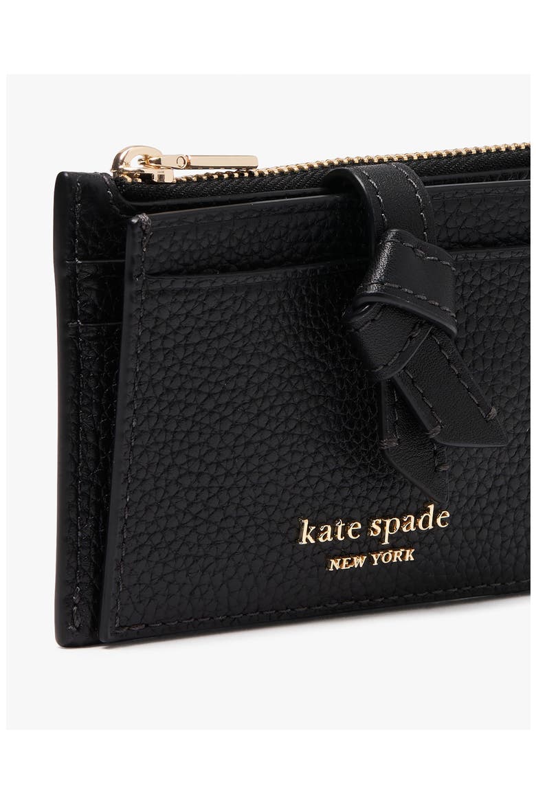 knott pebbled leather card case, Alternate, color, BLACK