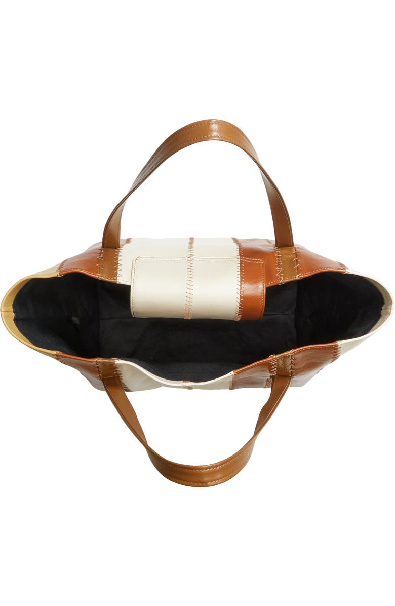 Marni Stripe Leather Tote, Alternate, color, White Combo