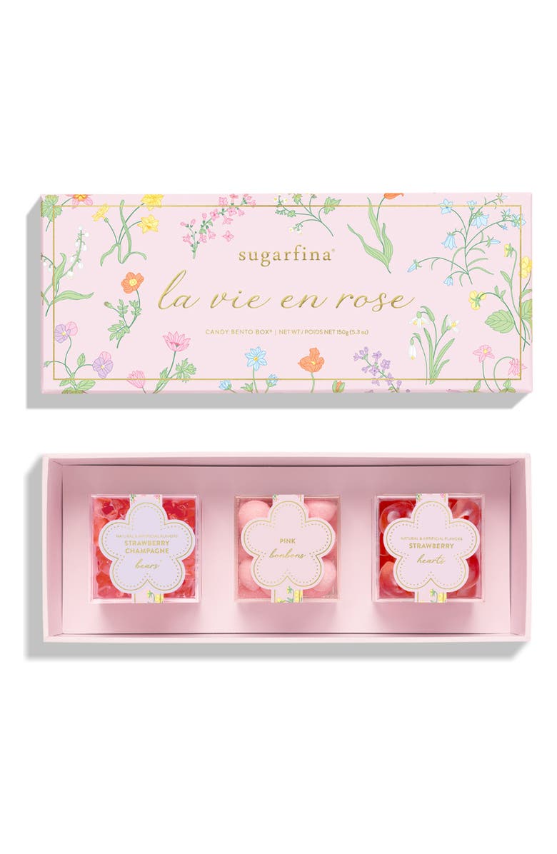 sugarfina La Vie en Rose 3-Piece Candy Cube Bento Box, Main, color,