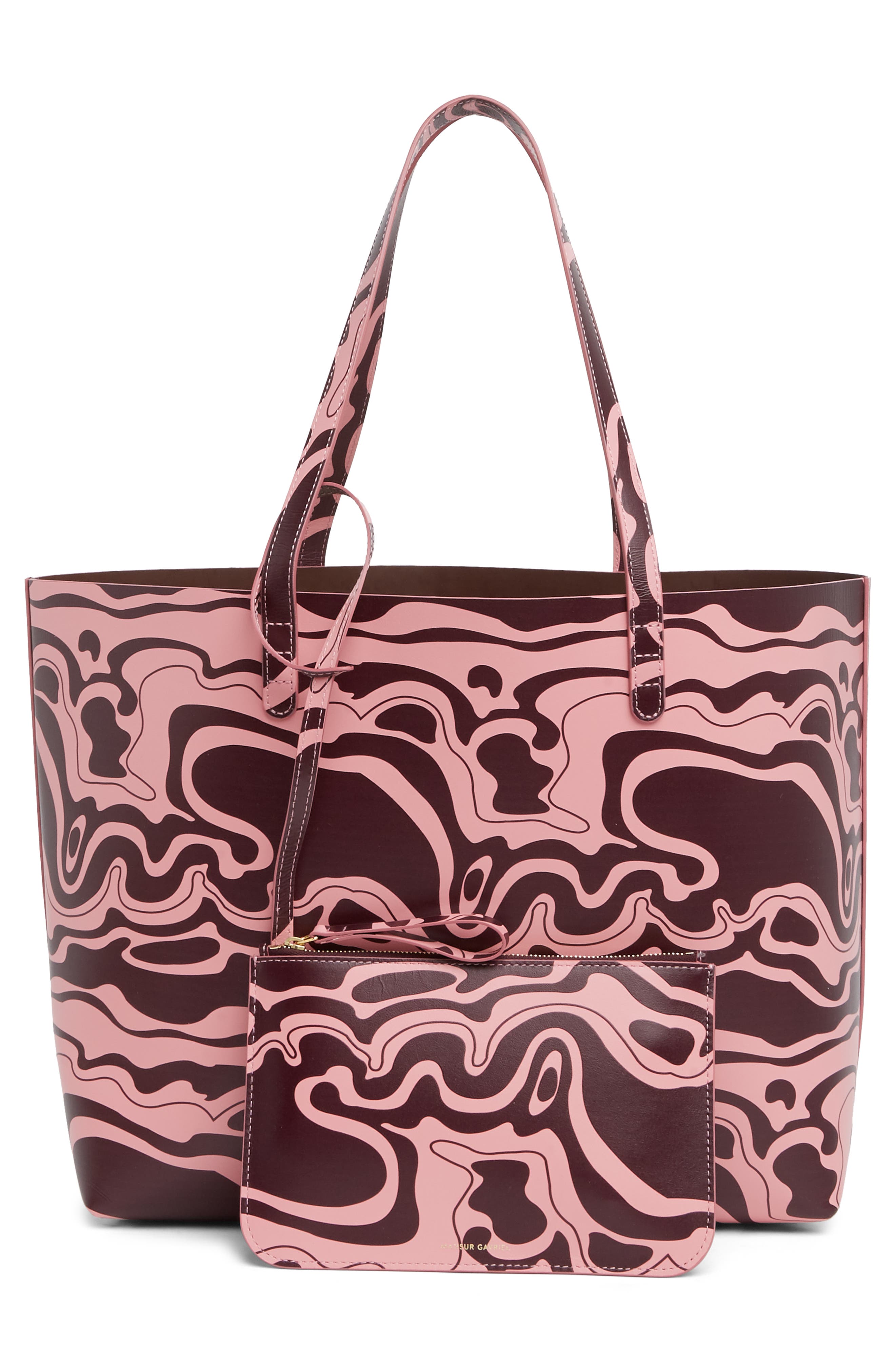 Mansur Gavriel Large Leather Tote, Alternate, color, Flamingo/ Plum