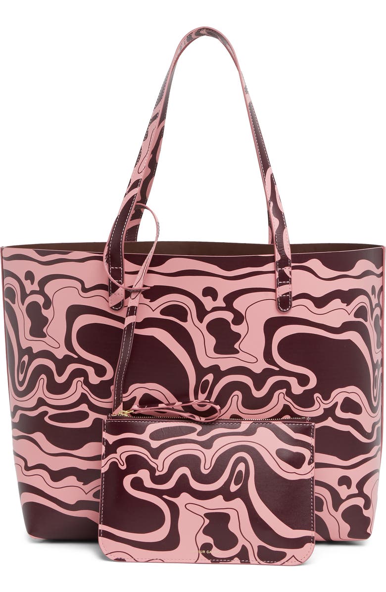 Mansur Gavriel Large Leather Tote, Alternate, color, Flamingo/ Plum