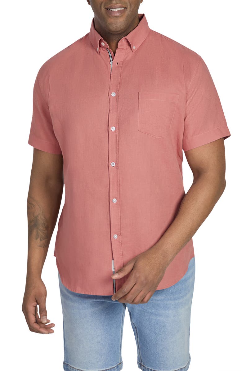 Johnny Bigg Fresno Short Sleeve Linen & Cotton Button-Down Shirt, Main, color,
