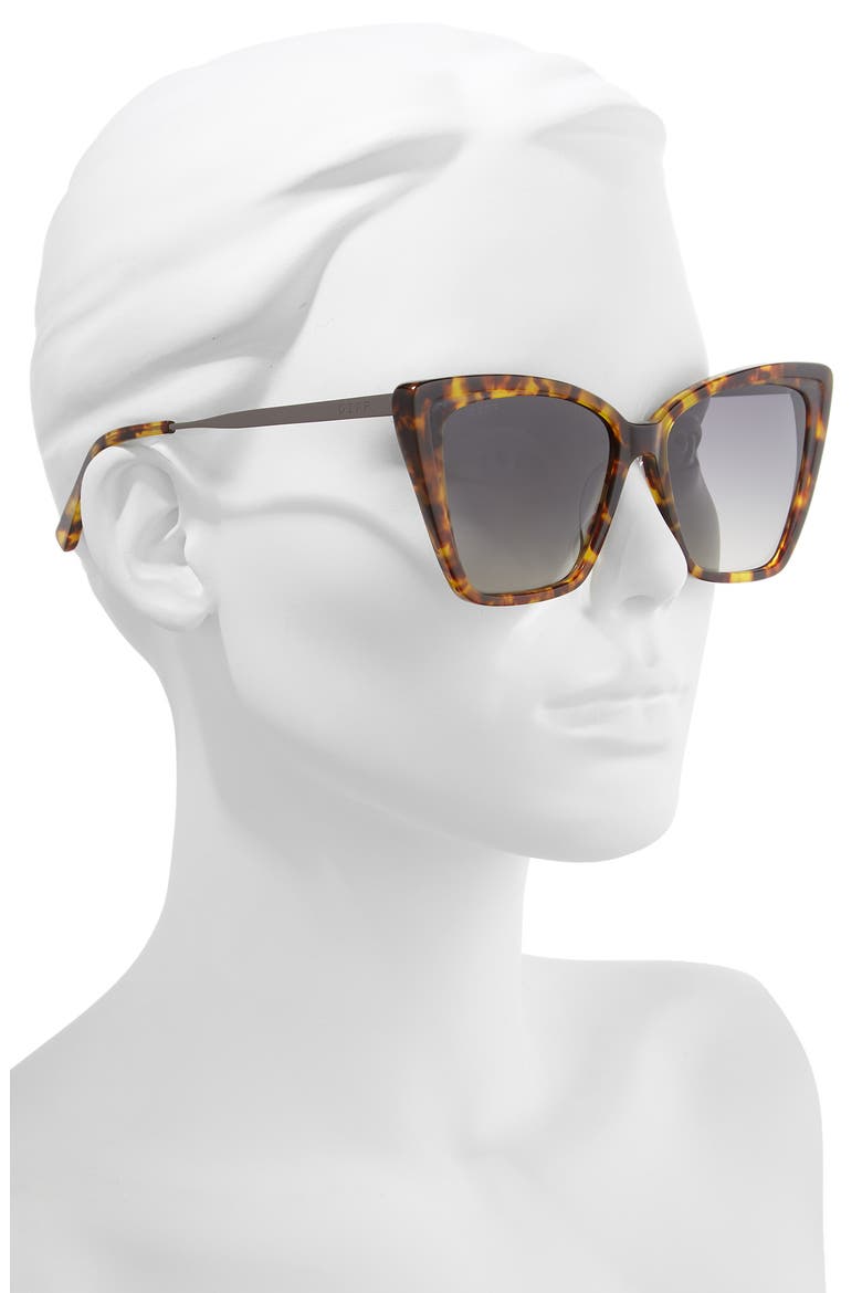 Becky II 56mm Cat Eye Sunglasses, Alternate, color, AMBER TORTOISE/ BLUE GRADIENT