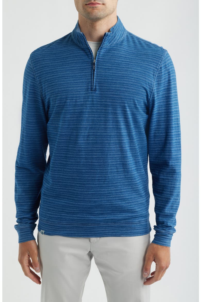 Genova Stripe Jersey Quarter Zip Pullover, Main, color, INDIGO