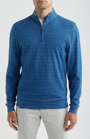 johnnie-O Genova Stripe Jersey Quarter Zip Pullover