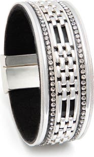 SAACHI Faux Pearled Cutout Waved Cuff Bracelet